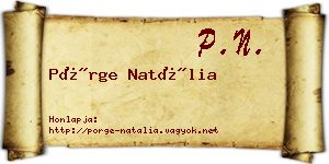 Pörge Natália névjegykártya